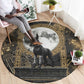 Anput Jackal Mask Round Carpet with Full Moon Egyptian Afterlife Symbolism