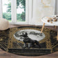 Anput Jackal Mask Round Carpet with Full Moon Egyptian Afterlife Symbolism