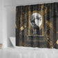 Anput Jackal Mask Shower Curtain with Full Moon Egyptian Afterlife Symbolism