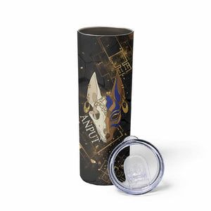 Anput Jackal Mask Skinny Tumbler with Full Moon Egyptian Afterlife Symbolism