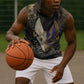 Anput Jackal Mask Sleeveless Hoodie with Full Moon Egyptian Afterlife Symbolism