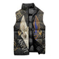 Anput Jackal Mask Sleeveless Puffer Jacket with Full Moon Egyptian Afterlife Symbolism