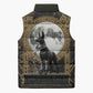 Anput Jackal Mask Sleeveless Puffer Jacket with Full Moon Egyptian Afterlife Symbolism