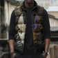 Anput Jackal Mask Sleeveless Puffer Jacket with Full Moon Egyptian Afterlife Symbolism