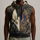 Anput Jackal Mask Sleeveless Zip Hoodie with Full Moon Egyptian Afterlife Symbolism