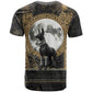 Anput Jackal Mask T shirt with Full Moon Egyptian Afterlife Symbolism
