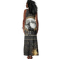 Anput Jackal Mask Tank Maxi Dress with Full Moon Egyptian Afterlife Symbolism