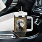 Anput Jackal Mask Tumbler With Handle with Full Moon Egyptian Afterlife Symbolism