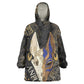 Anput Jackal Mask Wearable Blanket Hoodie with Full Moon Egyptian Afterlife Symbolism