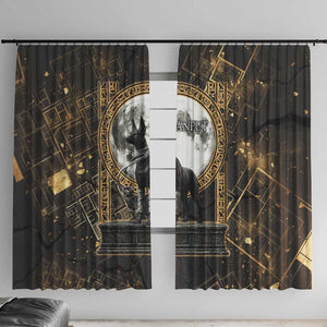 Anput Jackal Mask Window Curtain with Full Moon Egyptian Afterlife Symbolism