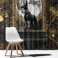 Anput Jackal Mask Window Curtain with Full Moon Egyptian Afterlife Symbolism
