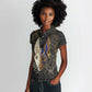 Anput Jackal Mask Women Polo Shirt with Full Moon Egyptian Afterlife Symbolism