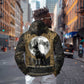 Anput Jackal Mask Zip Hoodie with Full Moon Egyptian Afterlife Symbolism