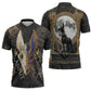 Anput Jackal Mask Zipper Polo Shirt with Full Moon Egyptian Afterlife Symbolism