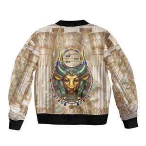 Hathor Bomber Jacket with Sacred Cow Head Egyptian Fertility Symbolism