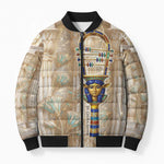 Hathor Bomber Puffer Jacket with Sacred Cow Head Egyptian Fertility Symbolism