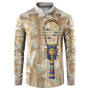 Hathor Button Sweatshirt with Sacred Cow Head Egyptian Fertility Symbolism