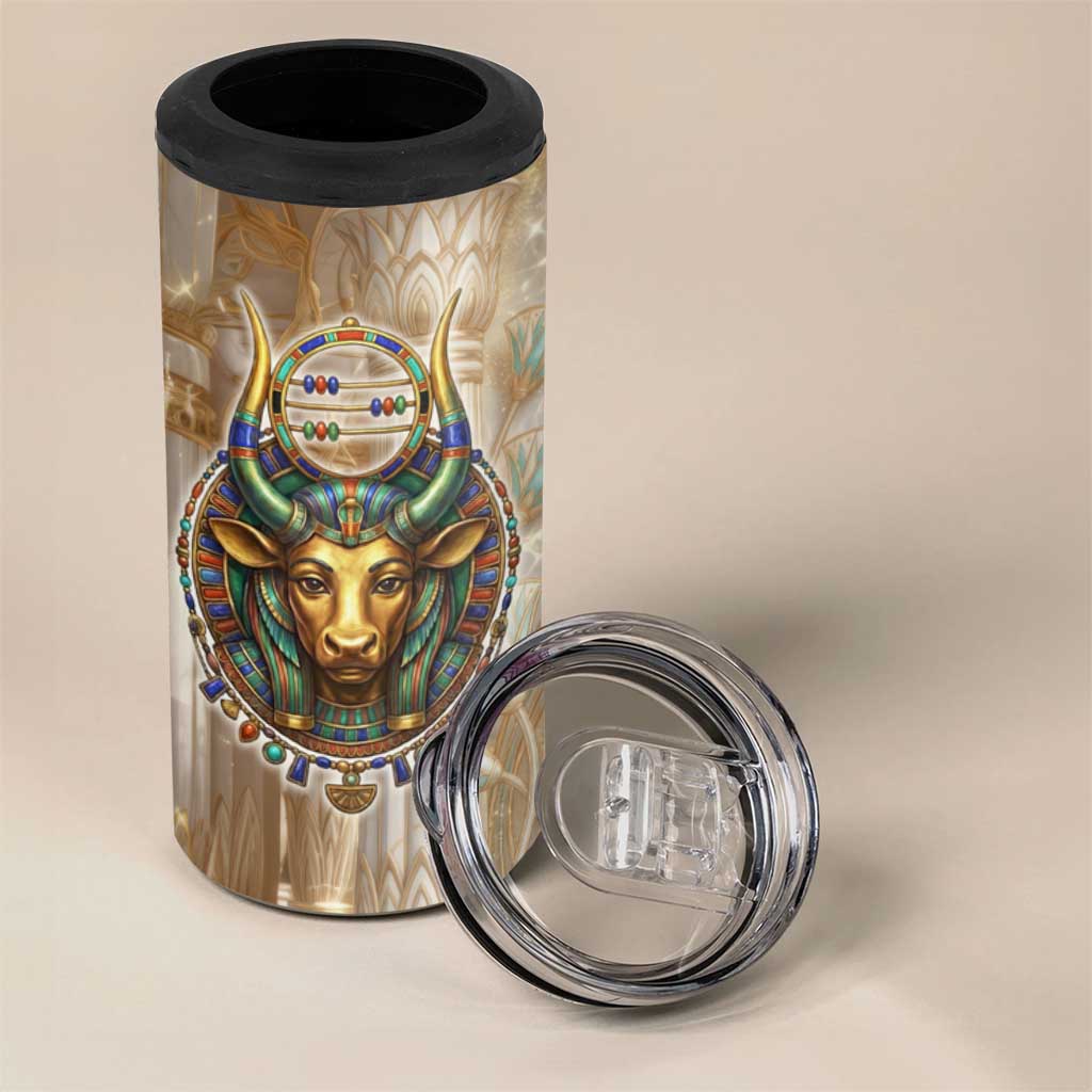 Hathor 4 in 1 Can Cooler Tumbler with Sacred Cow Head Egyptian Fertility Symbolism