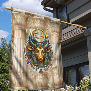 Hathor Garden Flag with Sacred Cow Head Egyptian Fertility Symbolism