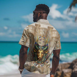 Hathor Hawaiian Shirt with Sacred Cow Head Egyptian Fertility Symbolism