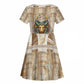 Hathor Kid Short Sleeve Dress with Sacred Cow Head Egyptian Fertility Symbolism