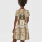 Hathor Kid Short Sleeve Dress with Sacred Cow Head Egyptian Fertility Symbolism