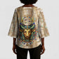Hathor Kimono Sleeve Blouse with Sacred Cow Head Egyptian Fertility Symbolism