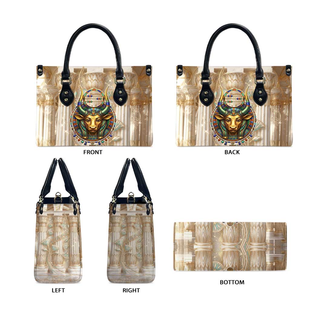 Hathor Leather Bag with Sacred Cow Head Egyptian Fertility Symbolism