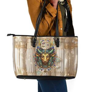 Hathor Leather Tote Bag with Sacred Cow Head Egyptian Fertility Symbolism