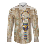 Hathor Long Sleeve Button Shirt with Sacred Cow Head Egyptian Fertility Symbolism