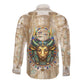 Hathor Long Sleeve Button Shirt with Sacred Cow Head Egyptian Fertility Symbolism