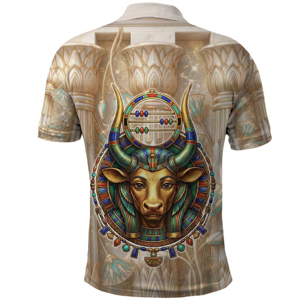 Hathor Polo Shirt with Sacred Cow Head Egyptian Fertility Symbolism