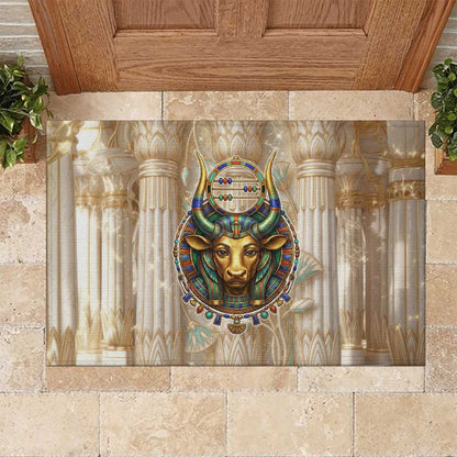 Hathor Rubber Doormat with Sacred Cow Head Egyptian Fertility Symbolism