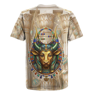 Hathor Rugby Jersey with Sacred Cow Head Egyptian Fertility Symbolism