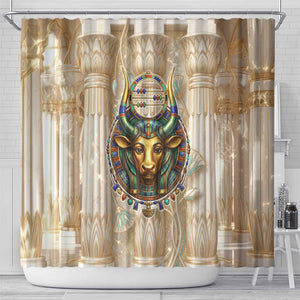 Hathor Shower Curtain with Sacred Cow Head Egyptian Fertility Symbolism