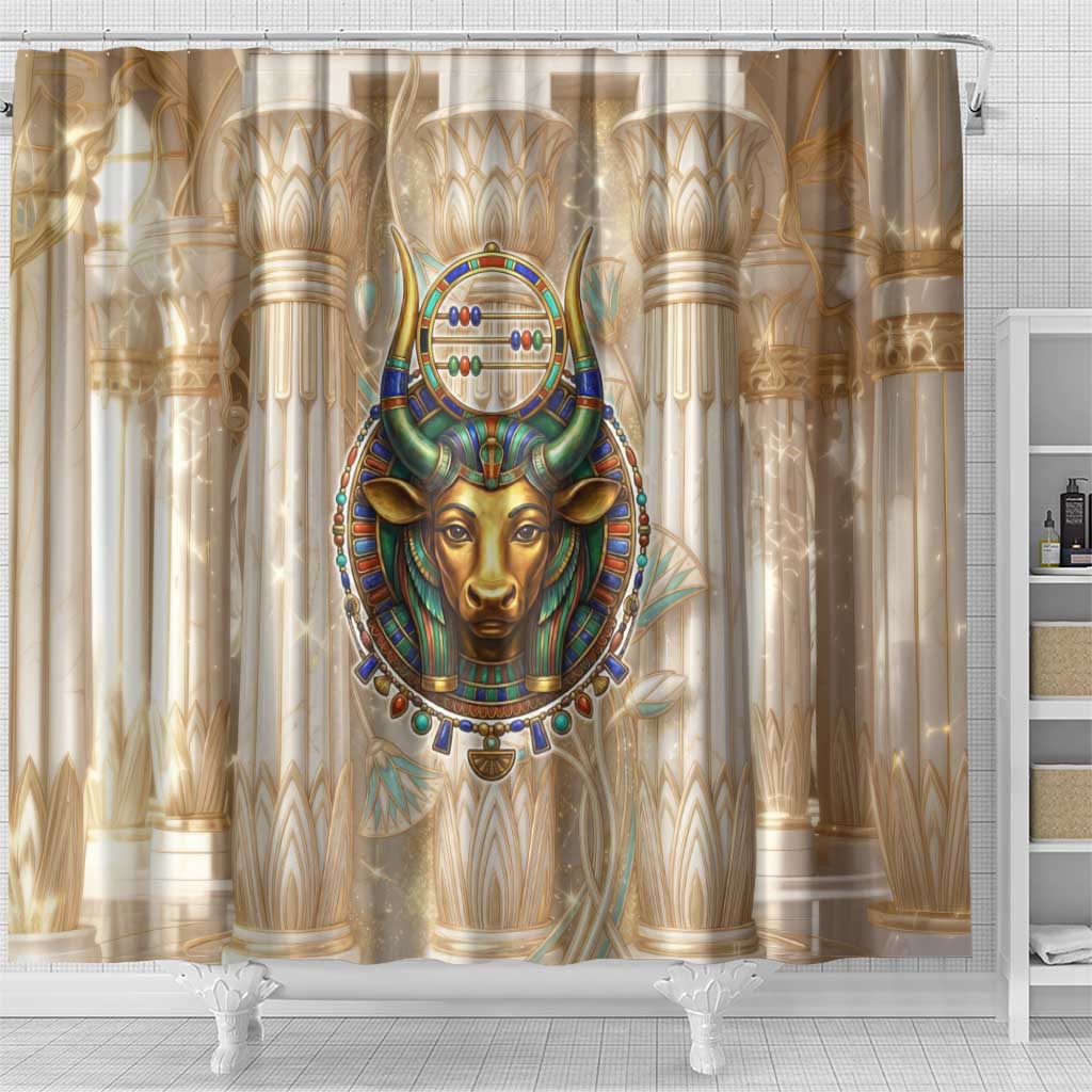 Hathor Shower Curtain with Sacred Cow Head Egyptian Fertility Symbolism