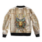 Hathor Sleeve Zip Bomber Jacket with Sacred Cow Head Egyptian Fertility Symbolism