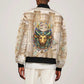 Hathor Sleeve Zip Bomber Jacket with Sacred Cow Head Egyptian Fertility Symbolism