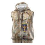 Hathor Sleeveless Zip Hoodie with Sacred Cow Head Egyptian Fertility Symbolism