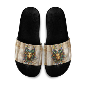 Hathor Slide Sandals with Sacred Cow Head Egyptian Fertility Symbolism
