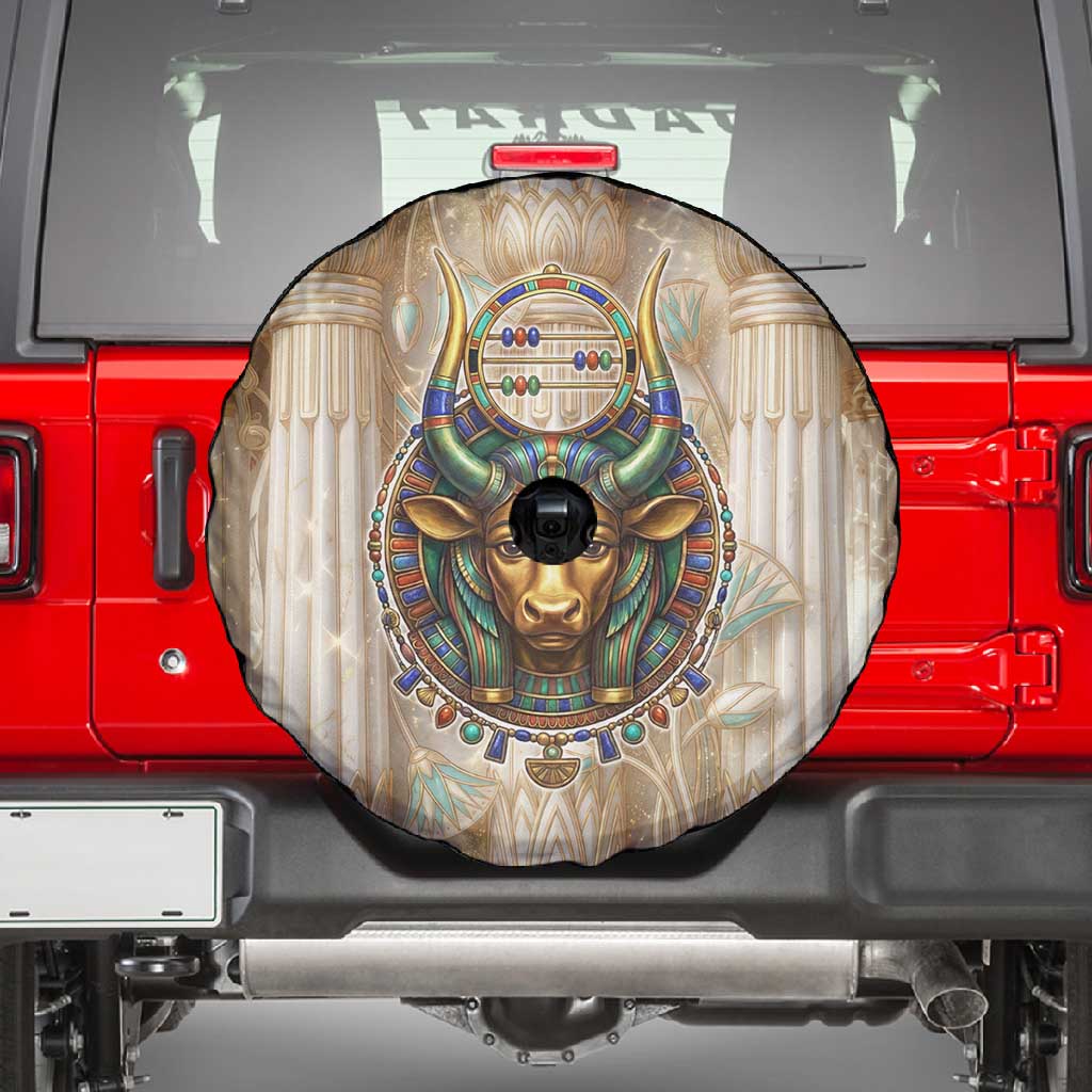 Hathor Spare Tire Cover with Sacred Cow Head Egyptian Fertility Symbolism