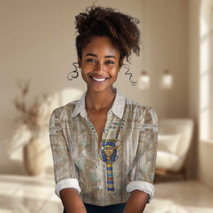 Hathor Women Casual Shirt with Sacred Cow Head Egyptian Fertility Symbolism