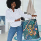 Hathor Golden Sacred Heart Egyptian Laundry Basket with Gemstone Pattern in Turquoise Theme