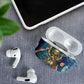 Hathor Golden Sacred Heart Egyptian AirPods Case with Gemstone Pattern in Turquoise Theme