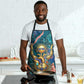 Hathor Golden Sacred Heart Egyptian Apron with Gemstone Pattern in Turquoise Theme