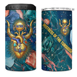 Hathor Golden Sacred Heart Egyptian 4 in 1 Can Cooler Tumbler with Gemstone Pattern in Turquoise Theme