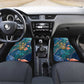 Hathor Golden Sacred Heart Egyptian Car Mats with Gemstone Pattern in Turquoise Theme