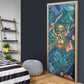 Hathor Golden Sacred Heart Egyptian Door Cover with Gemstone Pattern in Turquoise Theme