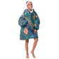 Hathor Golden Sacred Heart Egyptian Kid Wearable Blanket Hoodie with Gemstone Pattern in Turquoise Theme