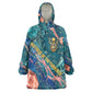 Hathor Golden Sacred Heart Egyptian Kid Wearable Blanket Hoodie with Gemstone Pattern in Turquoise Theme